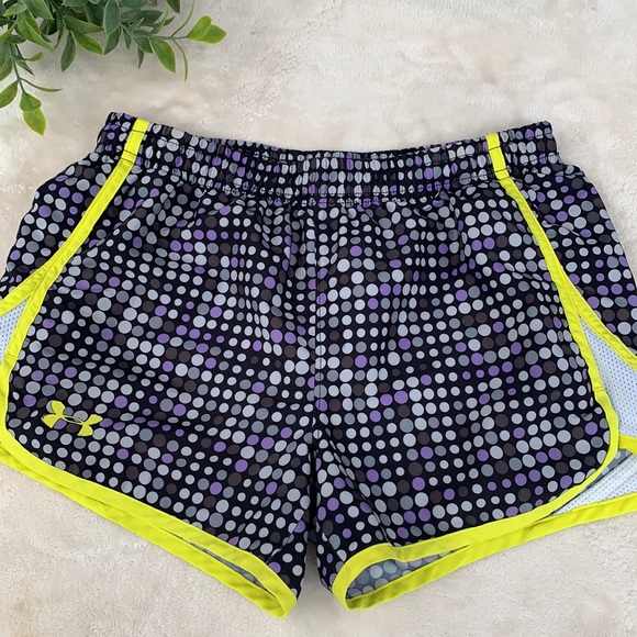 Under Armour Other - Under Armour YLG Loose Heat Gear Shorts Polkadot & Bright Yellow EUC